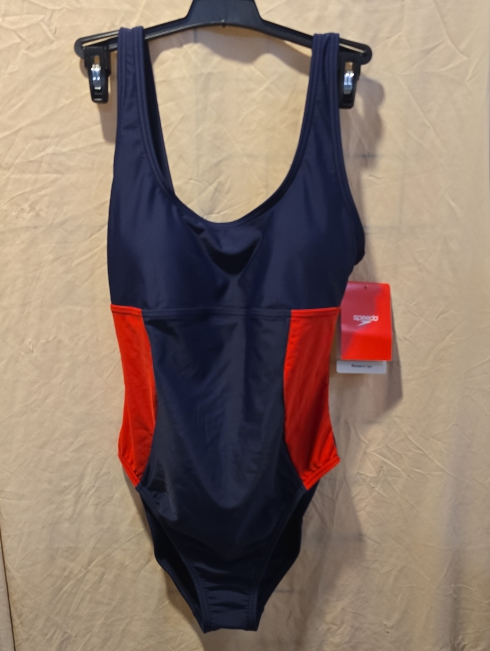 Speedo Navy and Red Athletic One-Piece Swimsuit